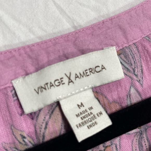 Vintage America pink floral peasant shirt with tassels women’s size M - Picture 14 of 14